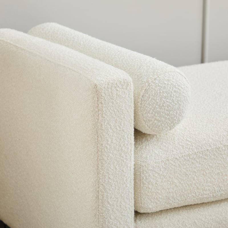 66.34" W Upholstered Bench with Pillows End of Bed Ottoman with Wood Legs
