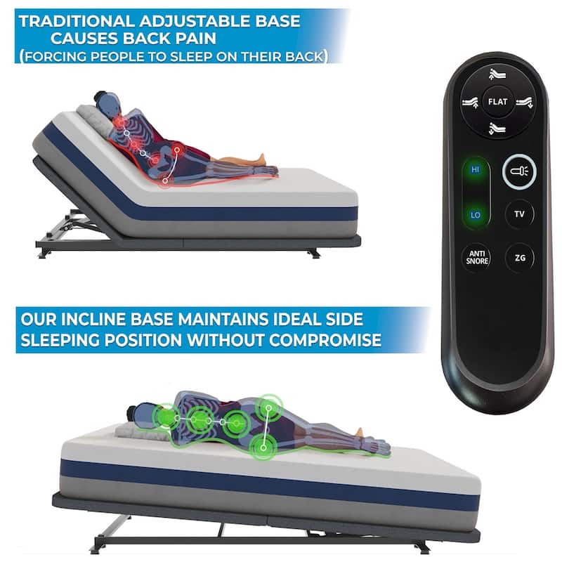 Boyd Sleep Full Body Incline Adjustable Bed Frame, Power Adjustable Base for Side Sleepers, Zero Gravity, Anti-Snore