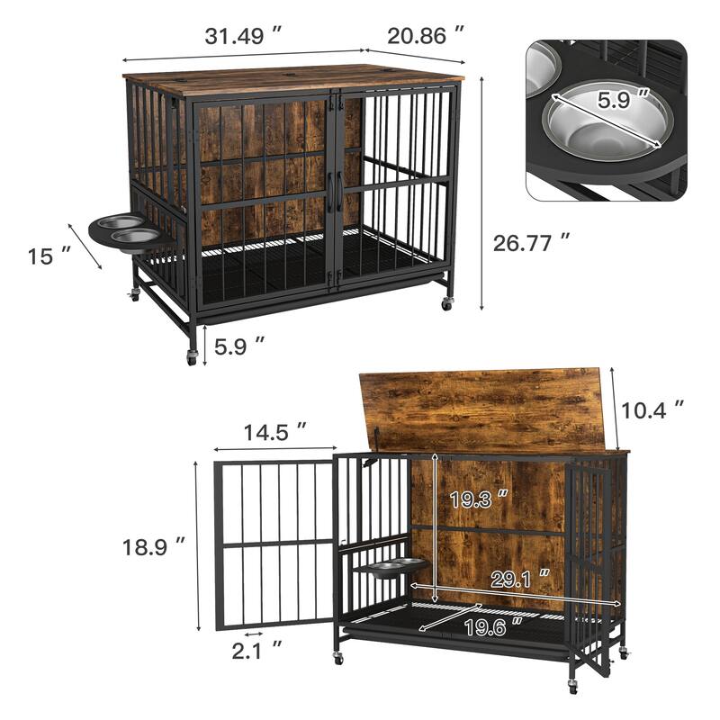 Dog crate furniture with Multi-Purpose Rremovable Ttray