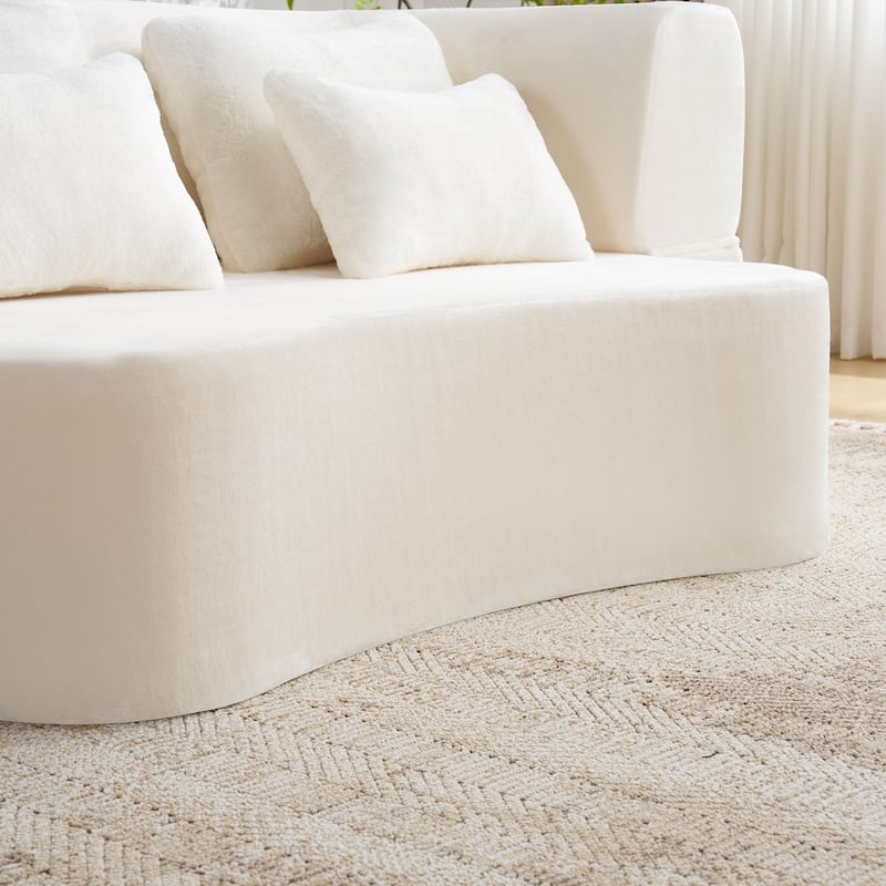 Queen Size Modern Floor Folding Sofa with 4 Pillows, No Assembly Required