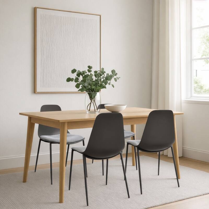 Set of 4 Plastic Dining Chairs Cushion Padded For Kitchen Metal Legs Guest Meeting Waiting Room Business Indoor Outdoor Patio