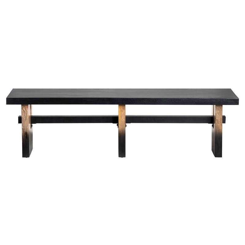 65 in. Black Accent Bench with Black Solid Wood Frame