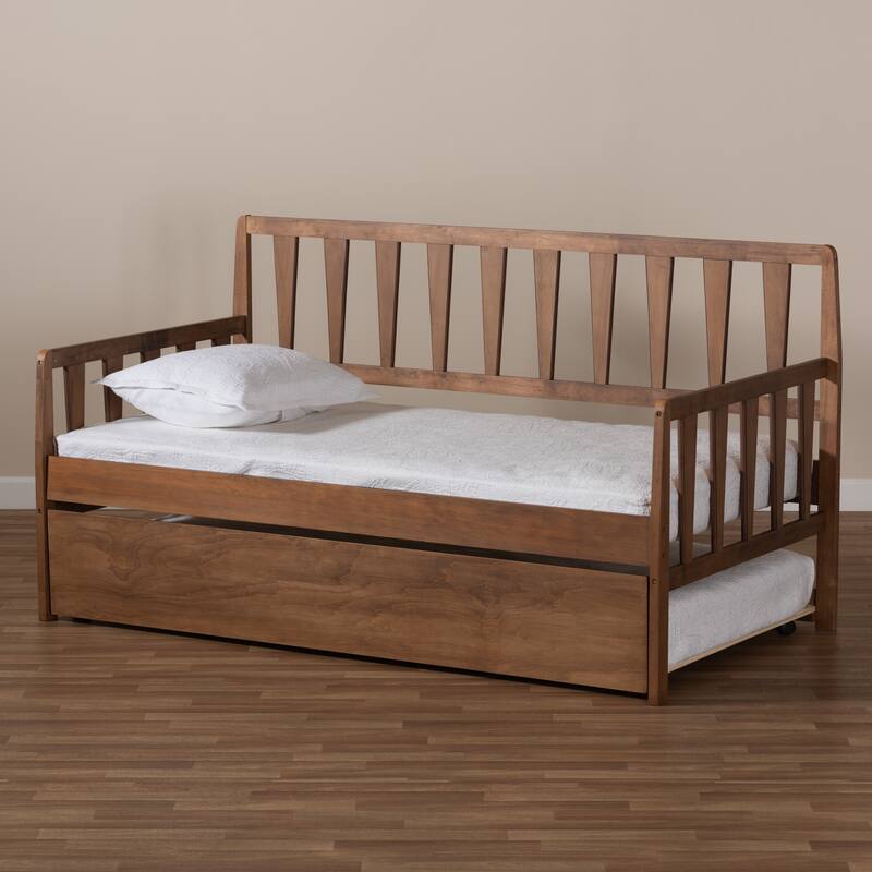 Midori Modern and Contemporary Twin Daybed with Roll-Out Trundle Bed