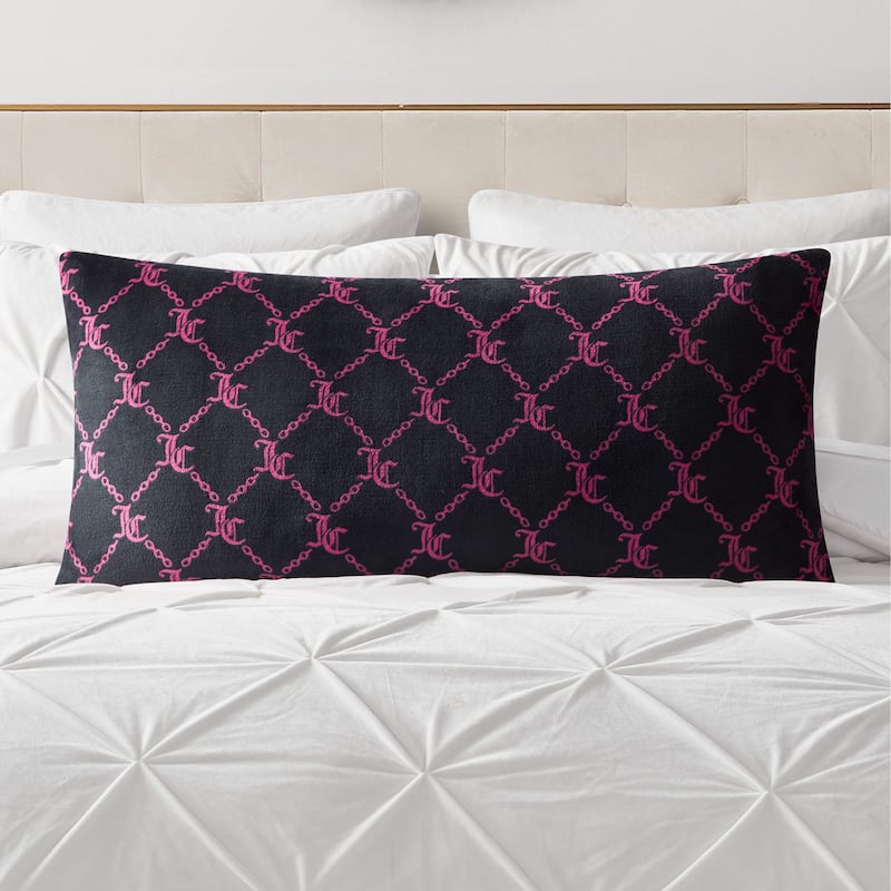 Juicy Couture Lattice Print Plush Body Pillow 1-Piece - Black - 18" x 36"