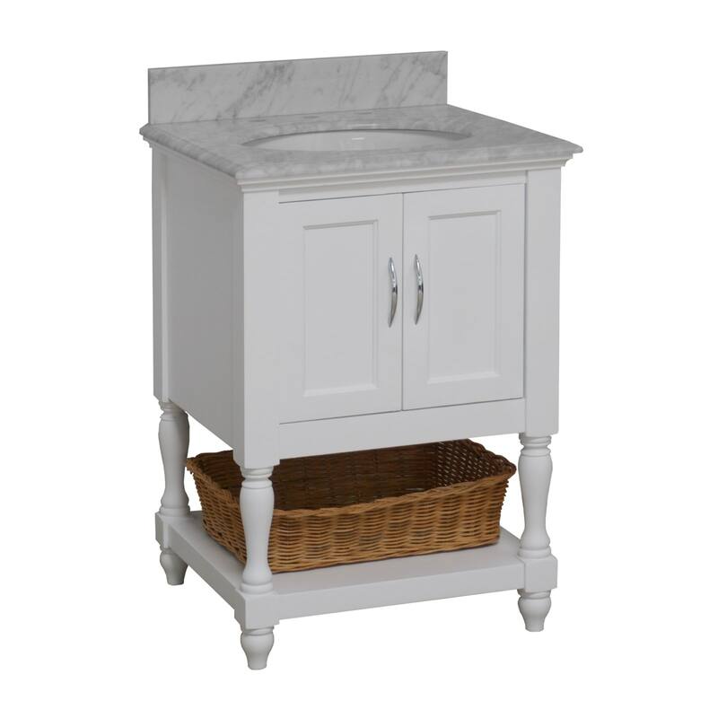 KitchenBathCollection Beverly 24" BathroomVanity w/ Carrara Marble Top