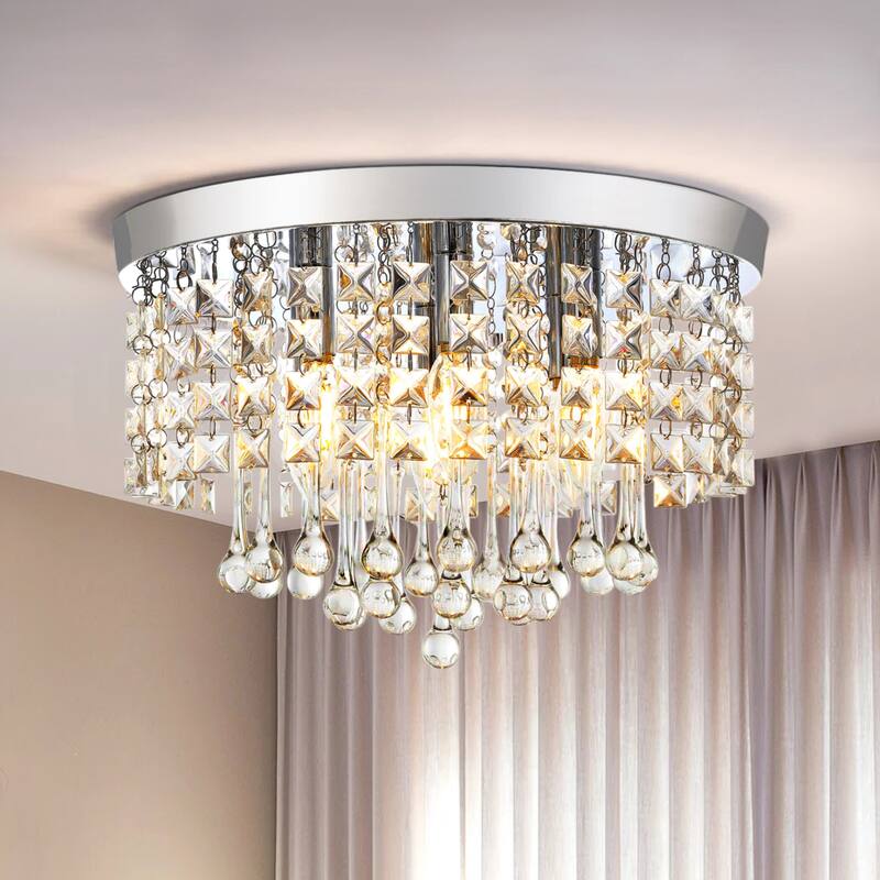 GetLedel 6-Light Crystal Flush Mount Chandelier