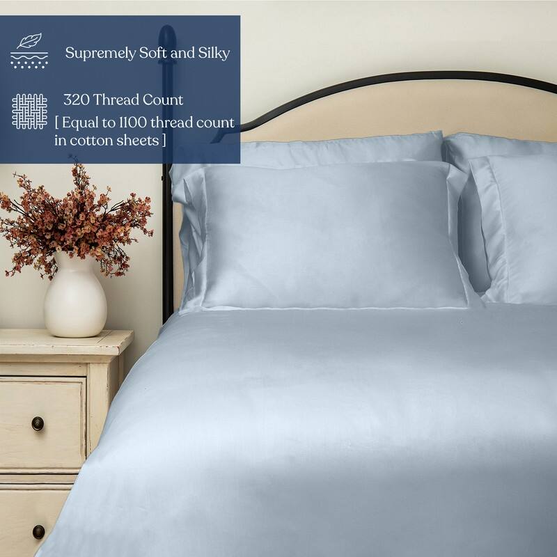 Delara 100% Eucalyptus Lyocell Tencel Fitted Sheet & Pillowcases, Naturally Cooling, Moisture-Wicking, Smooth & Breathable