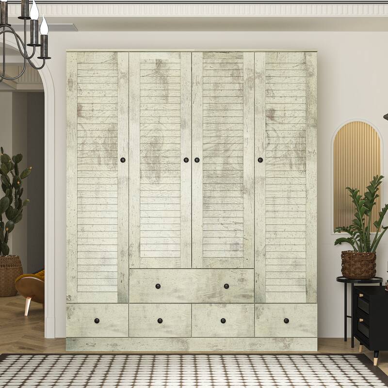 Contemporary Modern Freestanding Wardrobe Armoire Closet, 70", White