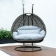 preview thumbnail 88 of 128, LeisureMod Modern 2-Person Egg Hanging Swing Chair with Beige Wicker, Oxford Fabric Cover, Patio Hammock Lounger and Cushions