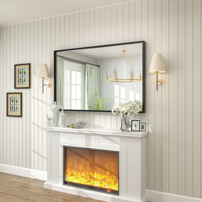 Aluminum Alloy Framed French Cleat Mounted Tempered Glass Wall Vanity Mirror