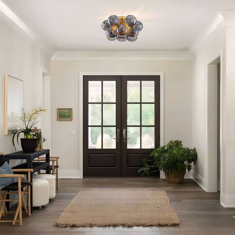 Starsky 3-Light 18in. Contemporary Glass Bubble Semi Flush Mount