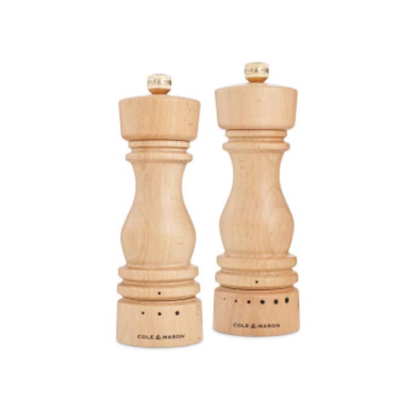 Cole & Mason London Natural Beech Grind Select Salt & Pepper Mills Gift Set 7"