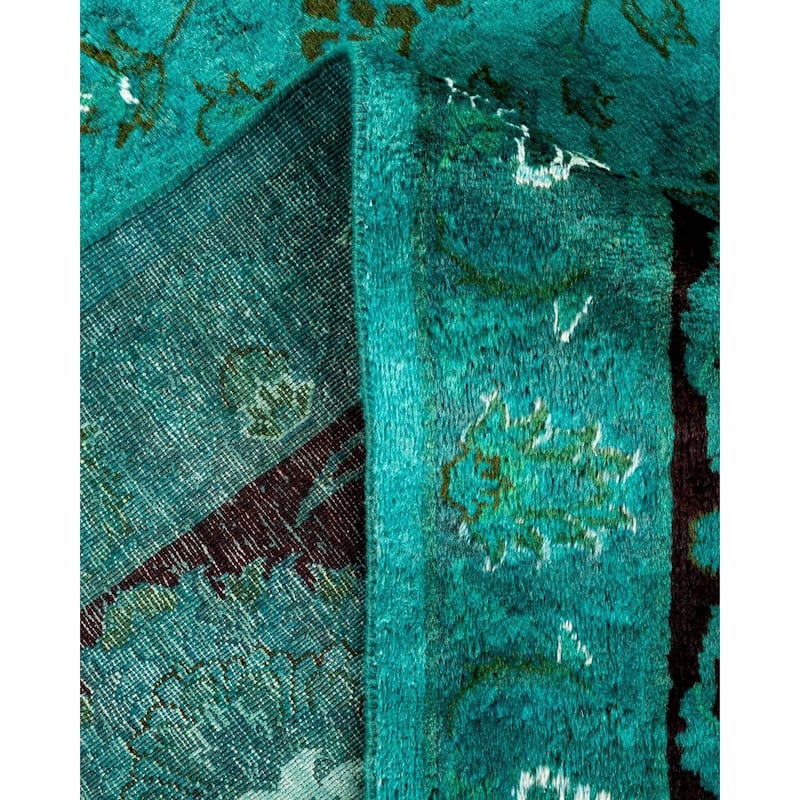 Overton Hand Knotted Wool Vintage Inspired Modern Contemporary Overdyed Blue Square Area Rug - 10' 3" x 10' 5"