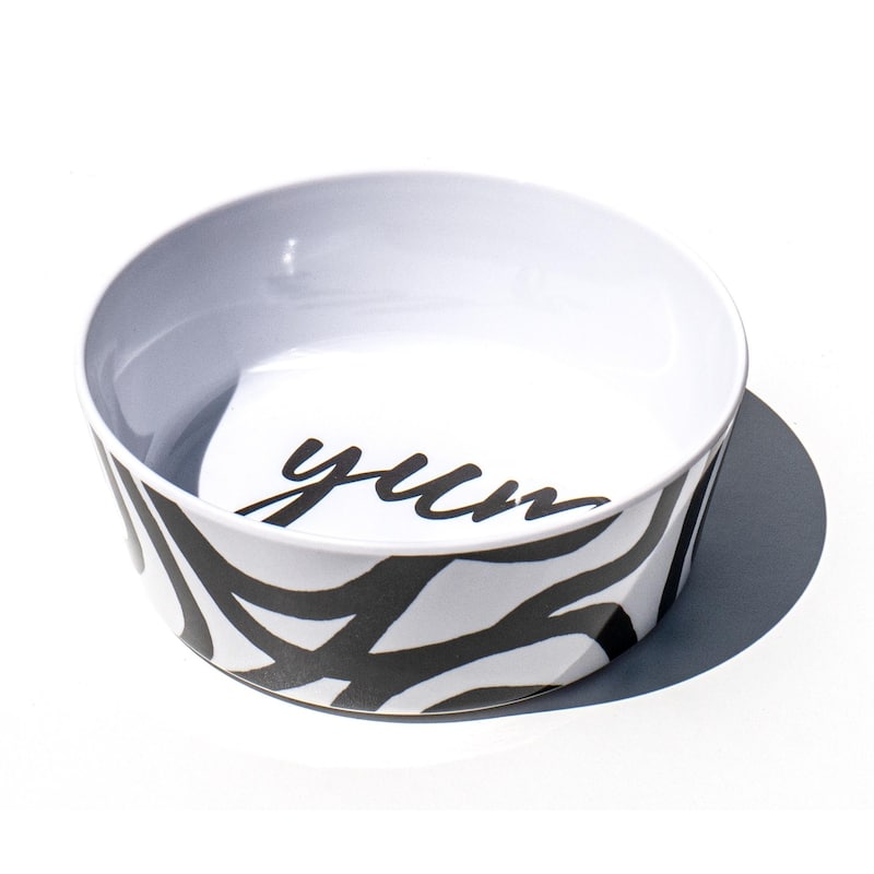 Black and White Yum Lines, Single Wall, Medium Bowl, 3 cups, Set of 2