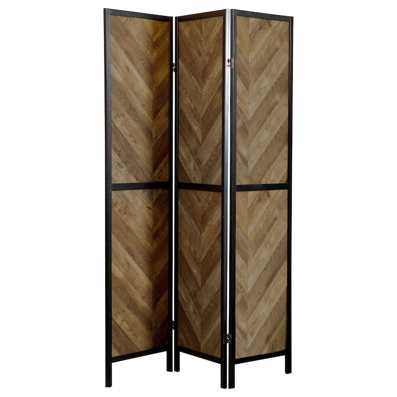 Marlene 3-Panel Room Divider Folding Screen Rustic Tobacco