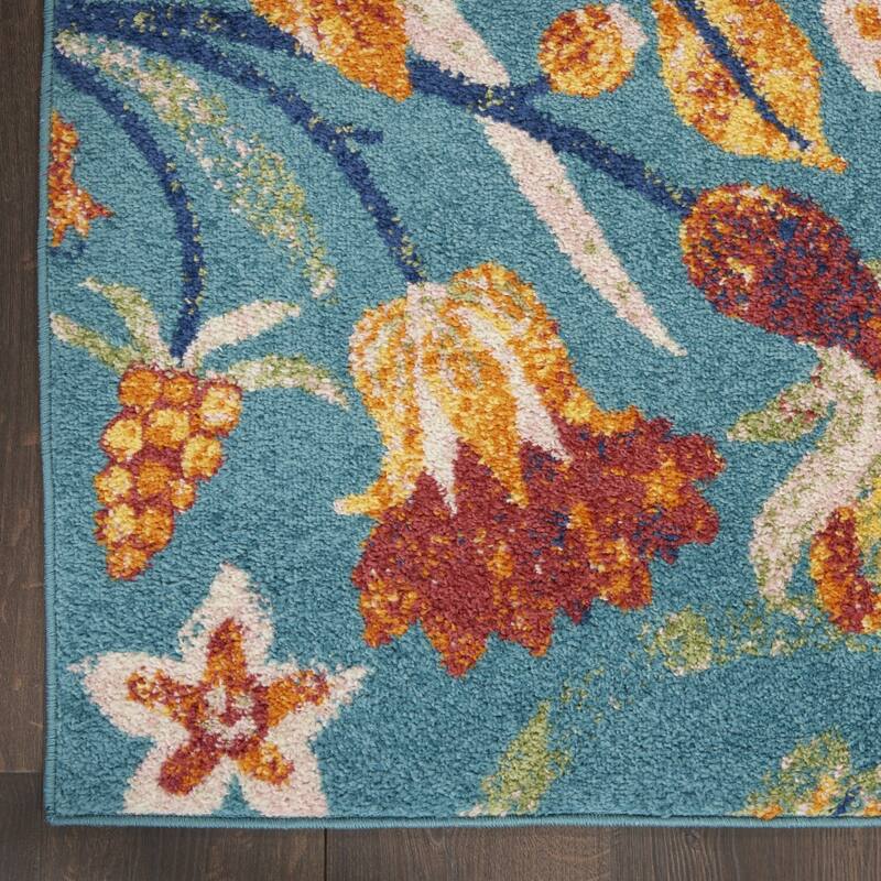 Kegib Power Loomed Floral Traditional Low Pile Area Rug By HomeRoots - 87' X '63' X '0.25