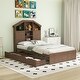 preview thumbnail 27 of 69, Wooden platform bed with house shaped storage headboard and drawers