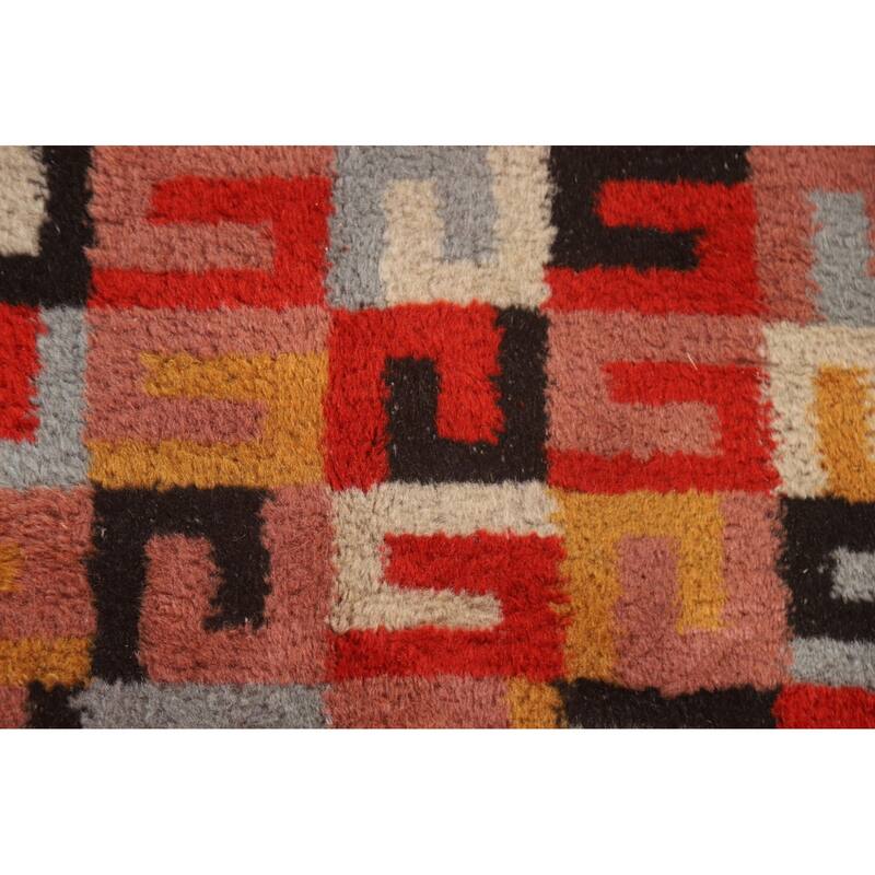 Hand Knotted Oriental 100% Wool Carpet Modern All-Over Red Gabbeh Area Rug - 7' 10'' X 4' 6''