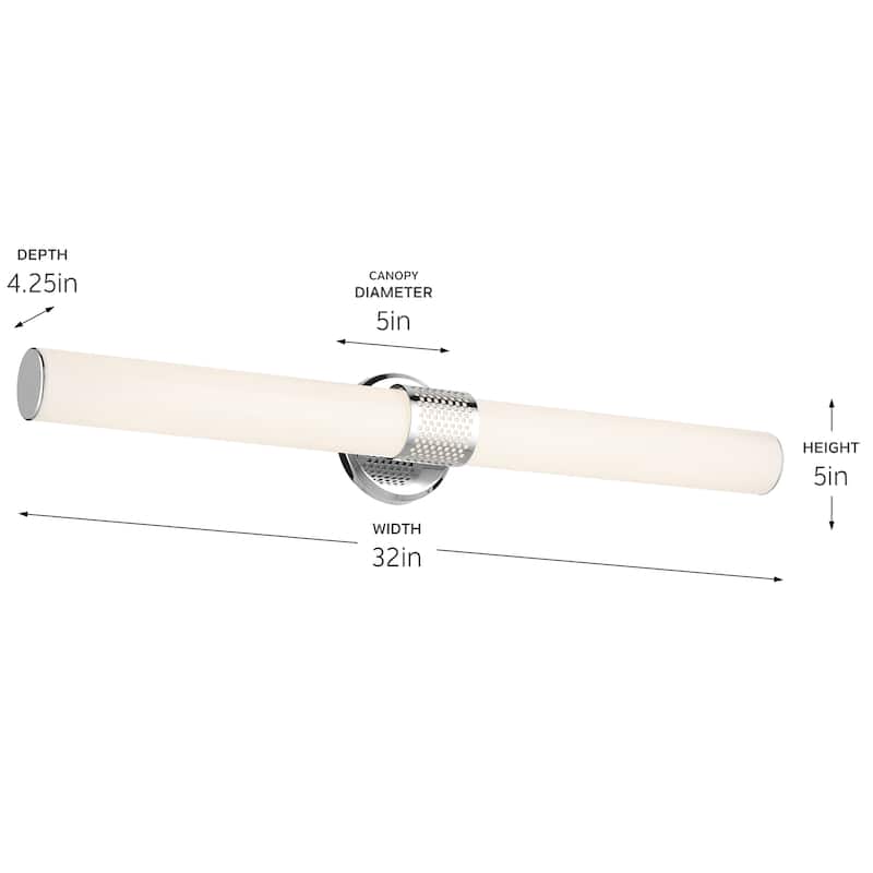 Kichler Lighting Sashi 32" Bath Bar Large LED with White Glass in Chrome