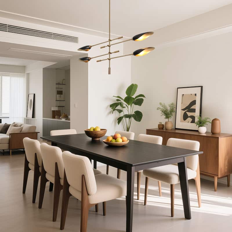 Modern Multi-Light Large Black Gold Sputnik Chandelier Metal Pendant Lights for Dining Room