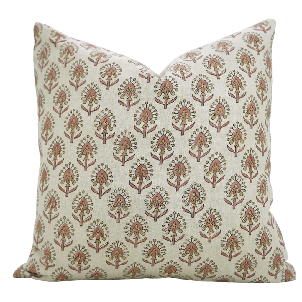 Fabdivine Cushioncase Floral Block Print Accent Pillow Cover for Sofa, Chair, Bed 24x24 Inch Square Fall Décor, Gurukul