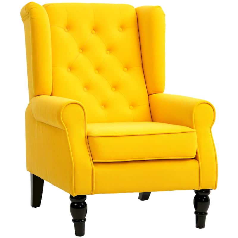 HOMCOM Copper Grove Guanta Tufted Wood Leg Accent Chair