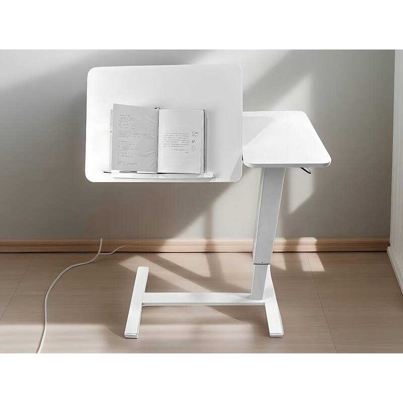 Overbed Bedside Desk Mobile Rolling Laptop Stand Tilting Overbed Table with Wheels Height Adjustable Tray Table