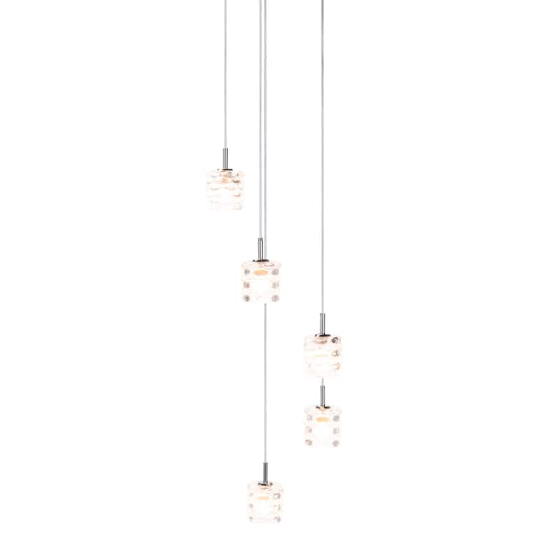 SAFAVIEH Lighting Renu Pendant - 14.5"x14.5"x42.75-79.5" - Silver/Glass - 15Wx15Dx80H