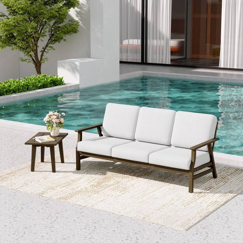 2-Piece Teak Outdoor Sofa Set with Table