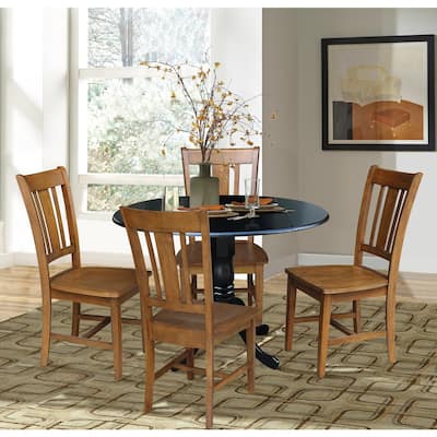 42 in. Drop Leaf Table with 4 Splat Back Dining Chairs - 5 Piece Set