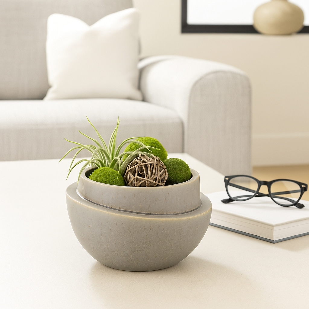 Round Layered Decorative Bowl - Abstract Pattern - 9", Gray - 9.0"