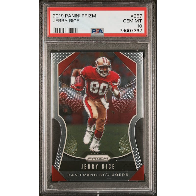 Jerry Rice 2019 Panini Prizm Football Card #287 Graded PSA 10 - 8'6" x 11'6"