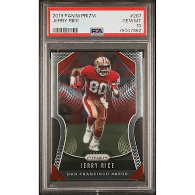 Jerry Rice 2019 Panini Prizm Football Card #287 Graded PSA 10 - 8'6" x 11'6"