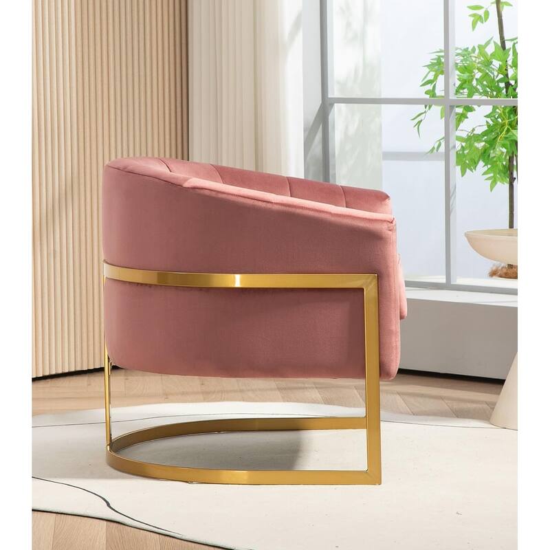 Modern Accent Armchair Luxury Gold Frame and Multi-colored Velvet Material Infuse Elegant Flair
