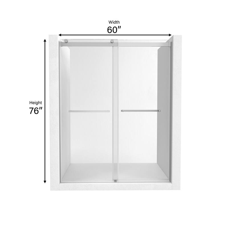 CASAINC 48"/60"W x 76"H Double Sliding Frameless Shower Door with Clear Glass