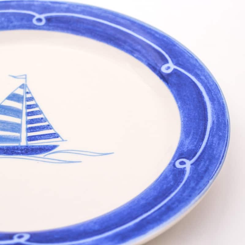 Euro Ceramica Ahoy Collection Blue/White Ceramic 12 Piece Nautical Dessert Set