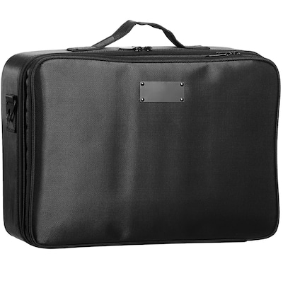 Makeup Train Case Large Storage With Handle, Strap, Professional Waterproof Oxford Makeup Storage Organizer