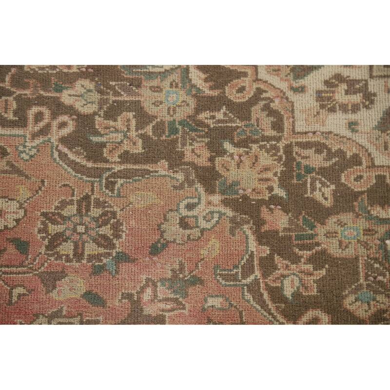 Hand Knotted Oriental 100% Wool Carpet Traditional Floral Pink Kashan Area Rug - 10' 0'' X 6' 9''