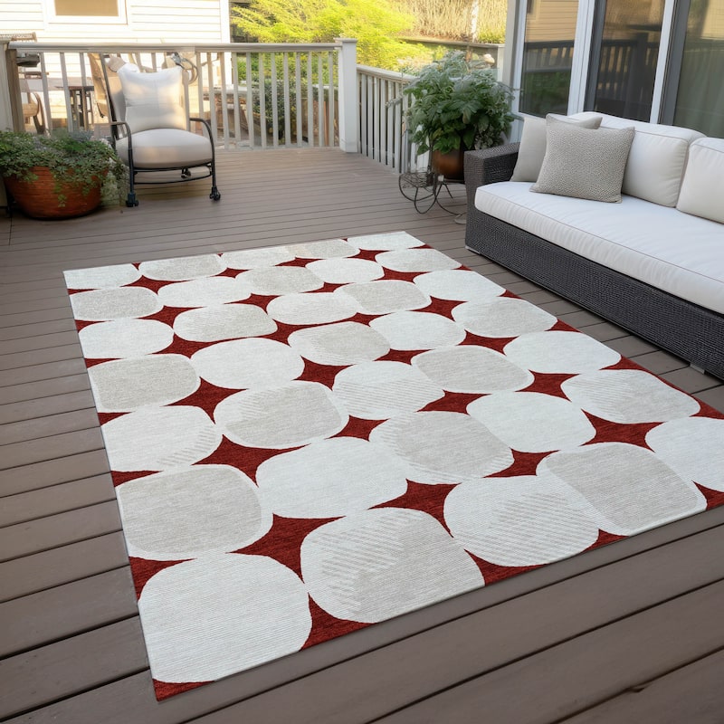 Machine Washable Indoor/ Outdoor Chantille Modern Puffy Rug - Burgundy - 8' x 10'