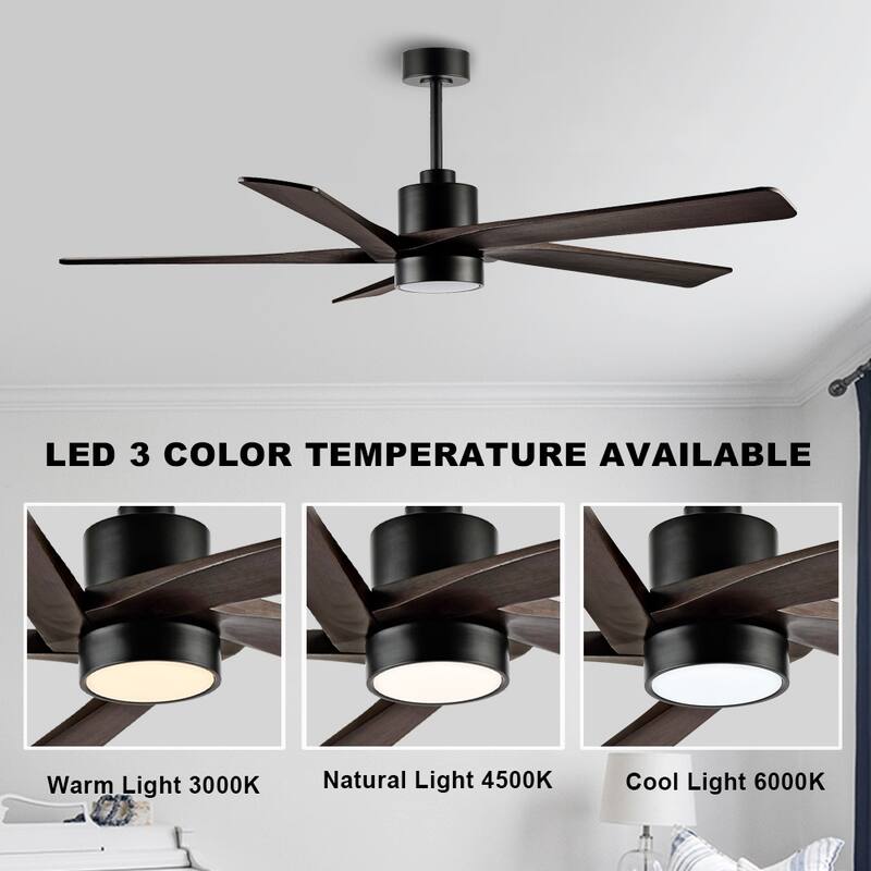 WINGBO 72" Ceiling Fan with Lights, 5 Reversible Blades, Ultra Quiet 6-Speed DC Motor...
