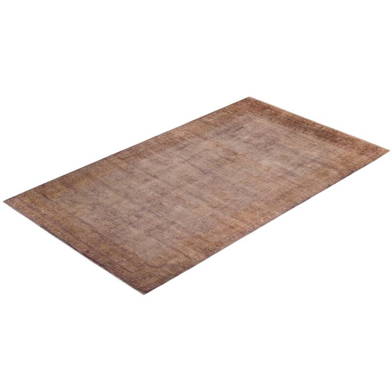 Overton Handknotted Wool Vintage Inspired Contemporary Overdyed Beige Area Rug - 15' 8" x 9' 3"