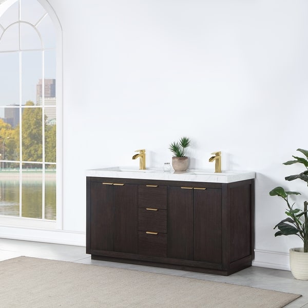 slide 2 of 26, Leiza 60" Bath Vanity with Countertop 60" - Weathering Walnut