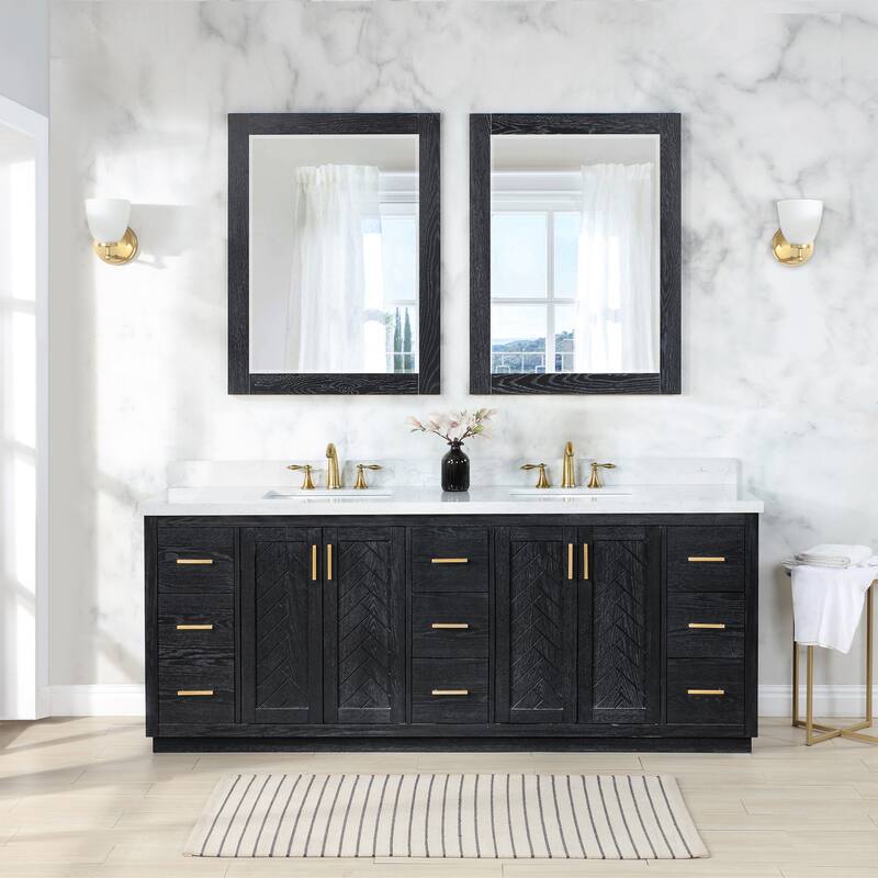 Altair Gazsi Bathroom Vanity with Composite Stone Countertop with Mirror