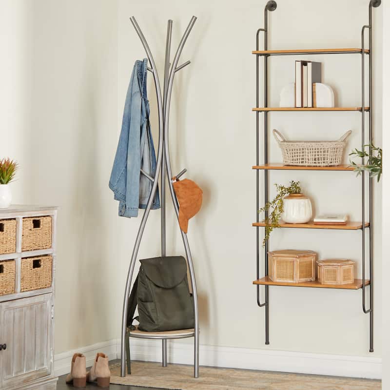 Metal Coat Rack - Silver - Roche River Decor - 17"Wx17"Lx73"H