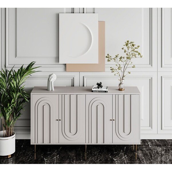 Modern 4 Door Wooden Sideboard Buffet Storage Cabinet Grey