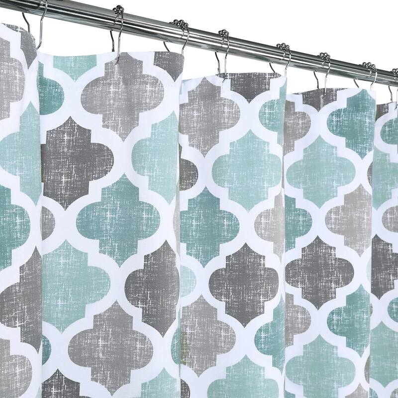 Quatrefoil Print Cotton Blend Fabric Shower Curtain