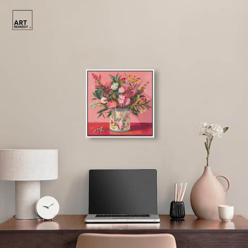 Pink Floral Tin Canvas by Art Remedy