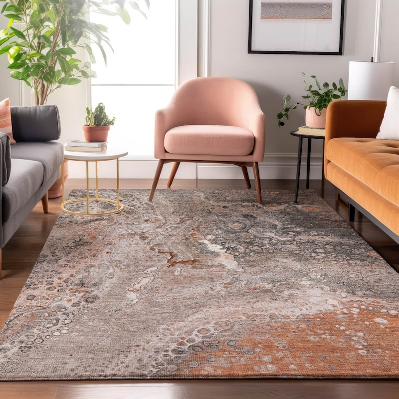 Premium Washable Super Soft Contemporary Mayfield Rug - Terracotta - 5' x 7' 6" - Rectangle