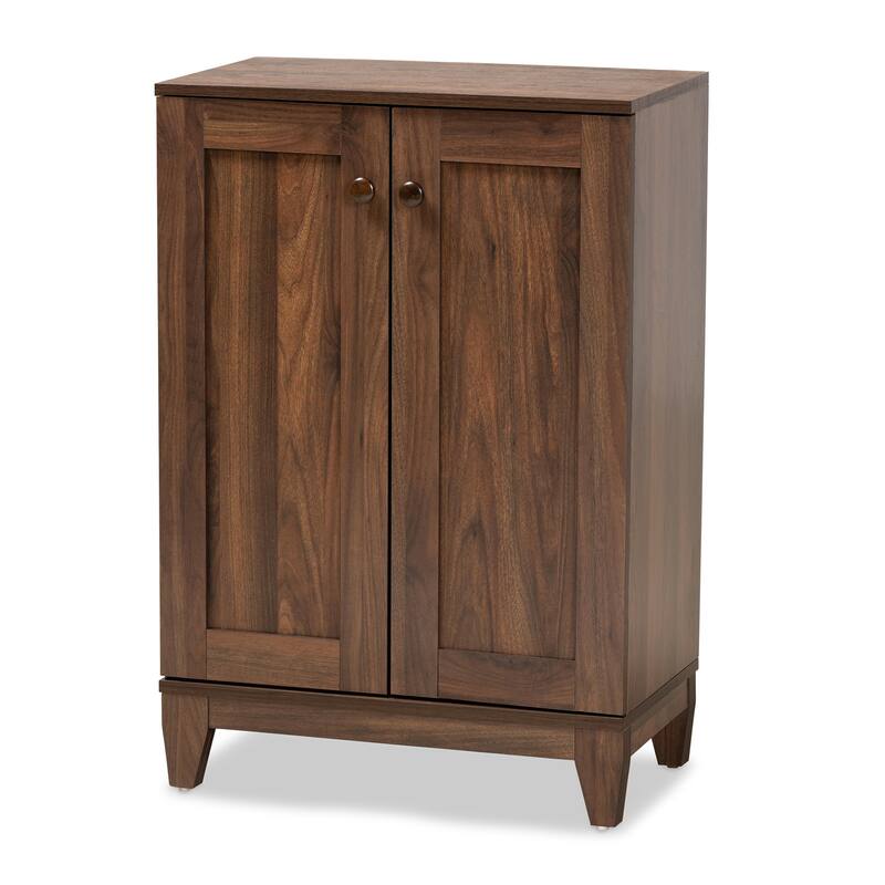 Nissa Walnut Brown Finished Wood 2-Door Shoe Storage Cabinet - Chocolate