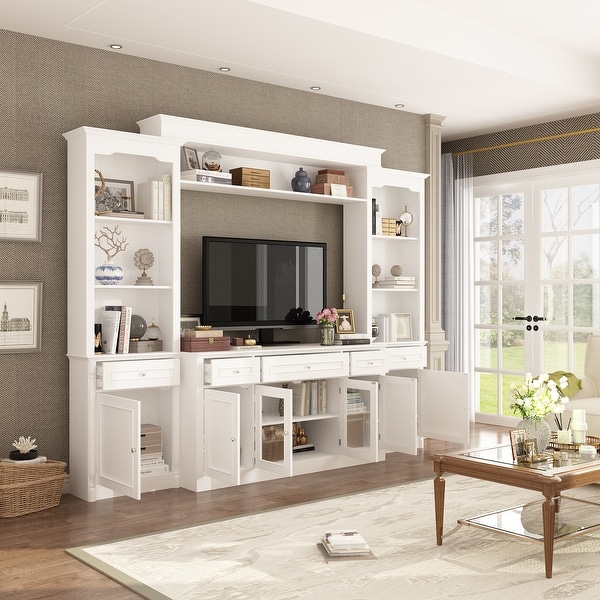 Large Entertainment Center Bookshelves 57x38 inch Hutch Space for